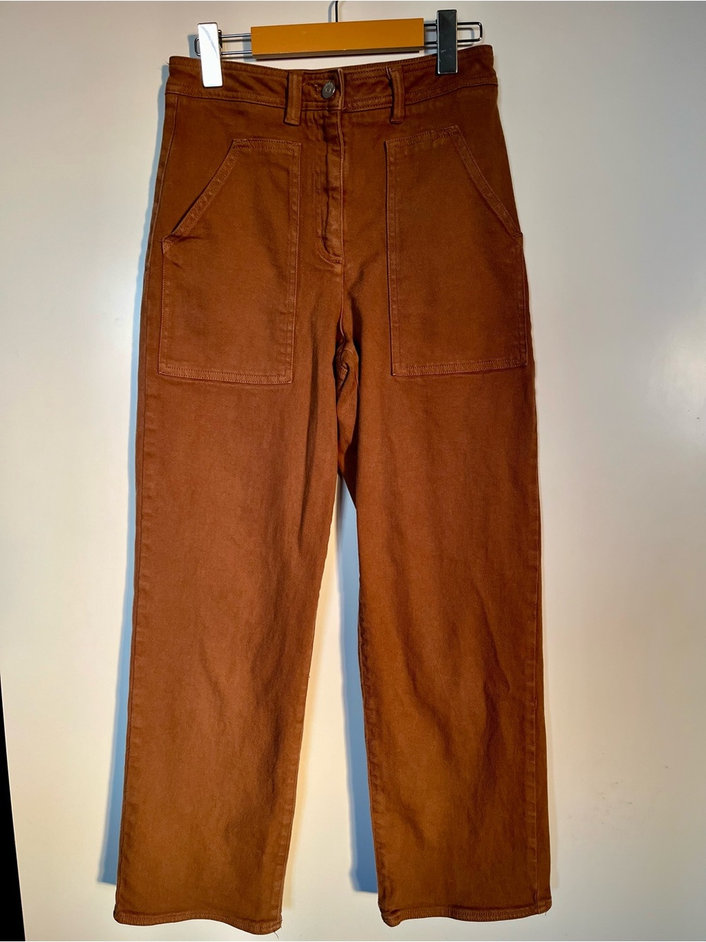 Wilfred Free High-Rise Wide Leg Crop Utility Pants Brown Cotton 4